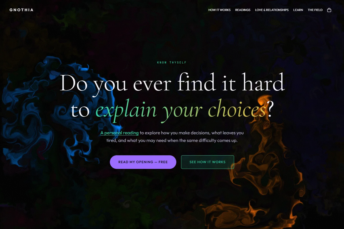 Gnothia.com homepage